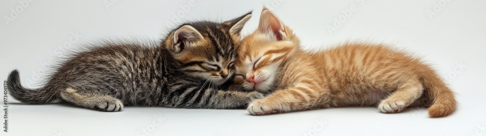 Playful Kittens in a Wrestling Match, a lively scene featuring adorable kittens engaging in playful combat against a pristine white backdrop, showcasing their energy and charm. Playful Kittens in a Wrestling Match, a lively scene featuring adorable kittens engaging in playful combat against a pristine white backdrop, showcasing their energy and charm.