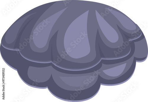 Cartoon giant clam shell, with its valves closed, in a still life