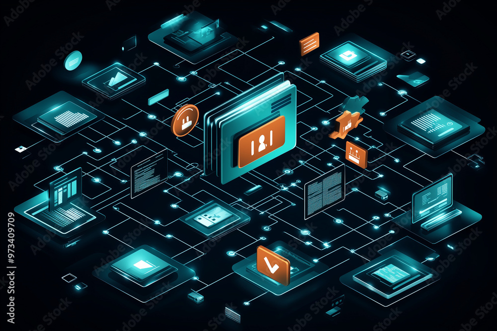 A data encryption process shown by files being locked and encrypted before being sent over the Internet. A data encryption process shown by files being locked and encrypted before being sent over the Internet.
