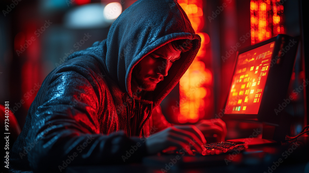 A visual of identity theft showing a hacker stealing personal information from an unprotected account. A visual of identity theft showing a hacker stealing personal information from an unprotected account.