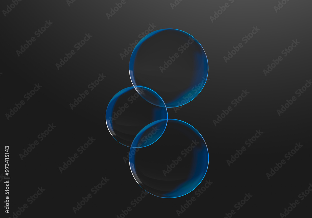 Abstract luminous circles, balls. Blue color, dark background. 3d rendering on the theme of design, minimal style, minimalism, wallpaper. Abstract luminous circles, balls. Blue color, dark background. 3d rendering on the theme of design, minimal style, minimalism, wallpaper.