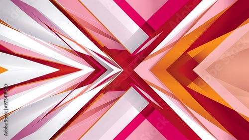 Wallpaper Mural Abstract geometric background with white, pink and orange bright paper Torontodigital.ca