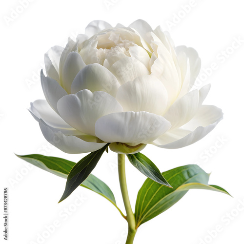 Fototapeta Naklejka Na Ścianę i Meble -  peony flower white, isolated on on white transparent background, cut out png element.