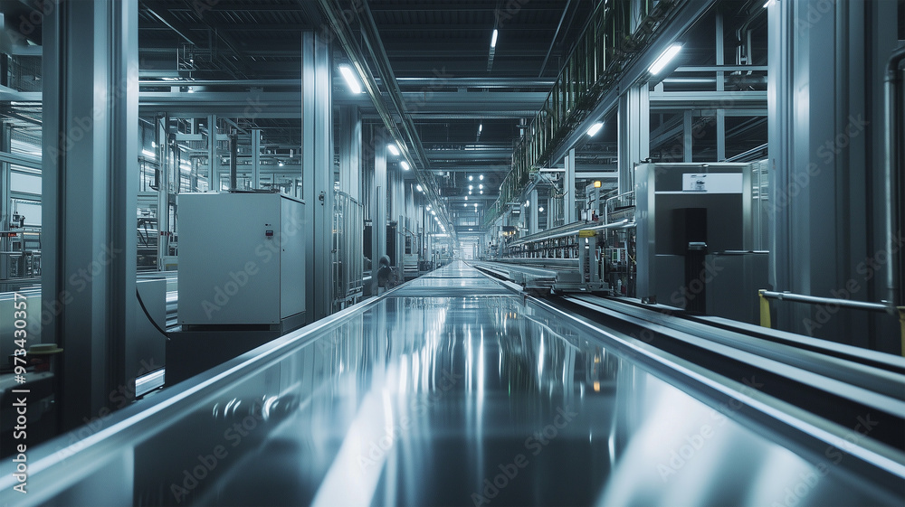 Naklejka premium 光るステンレス鋼板の製造ライン