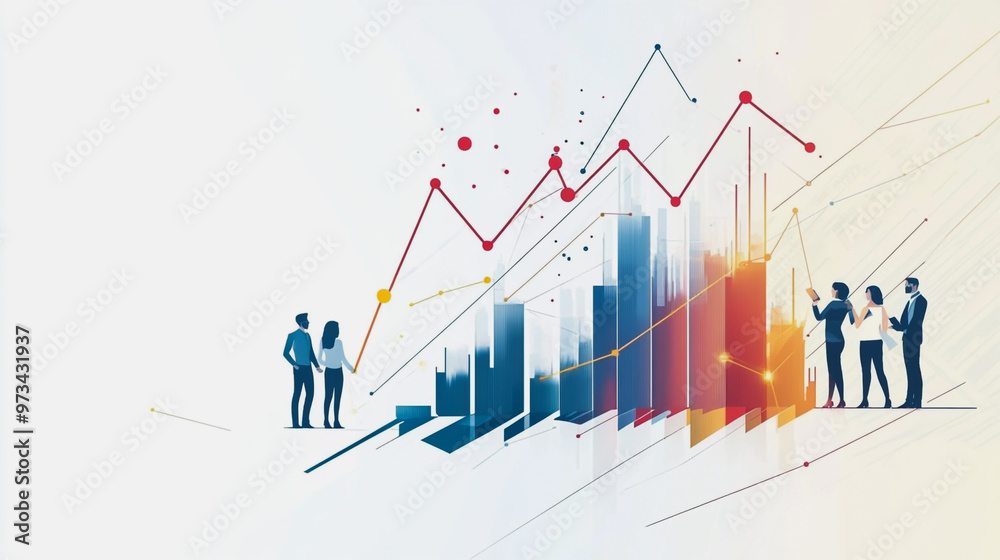 Abstract business team work stands on the peak of success amid tall, innovative Smart city and graphs with statistics to analyze business potential and predict future developments in company growth. Abstract business team work stands on the peak of success amid tall, innovative Smart city and graphs with statistics to analyze business potential and predict future developments in company growth.