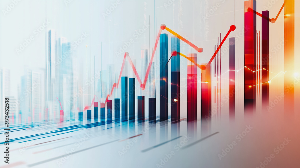 Abstract business team work stands on the peak of success amid tall, innovative Smart city and graphs with statistics to analyze business potential and predict future developments in company growth. Abstract business team work stands on the peak of success amid tall, innovative Smart city and graphs with statistics to analyze business potential and predict future developments in company growth.