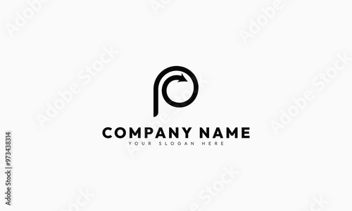 Initials P and C monogram vector logo with arrow design