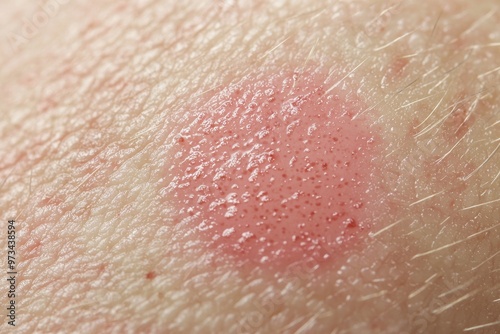 A fungus called tinea corporis infested the thigh of an Asian child. Ringworm. photo