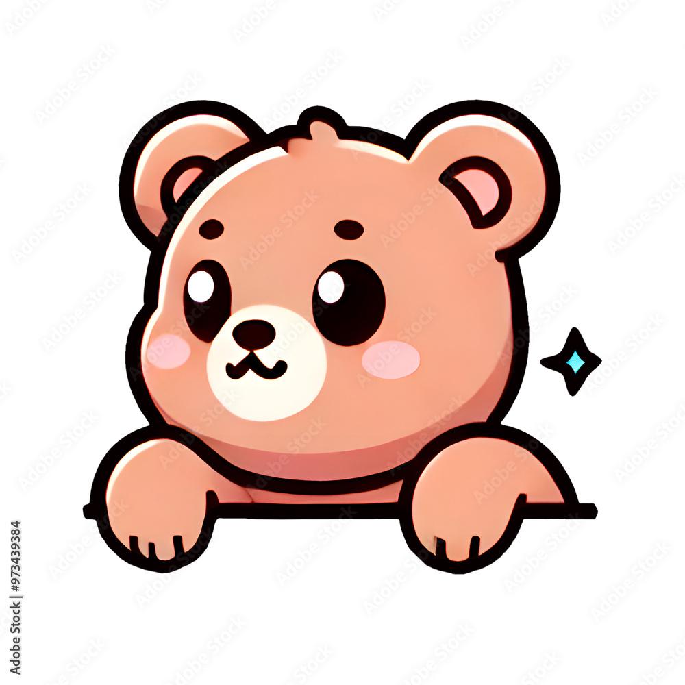 Fototapeta premium Cute playful bear cartoon illustrations on transparent background, peeking up high, logo characters for prints