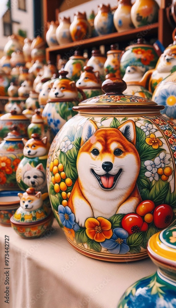 Töpferware mit einem Shiba Inu Töpferware mit einem Shiba Inu