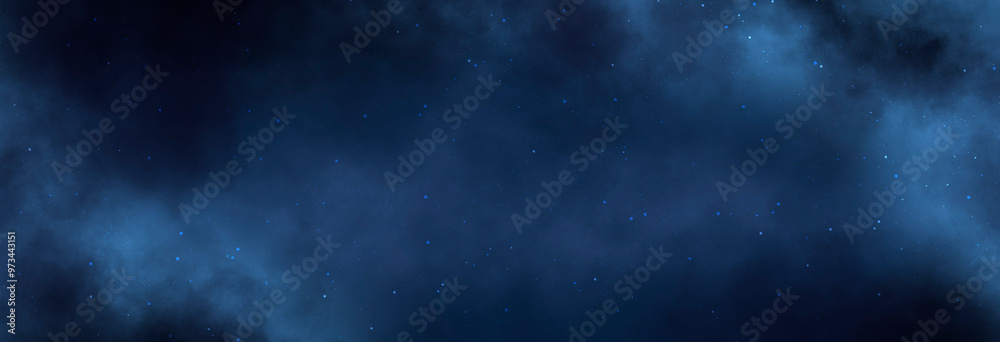 Fototapeta premium Abstract blue neon background, space nebula, stars, smoke.