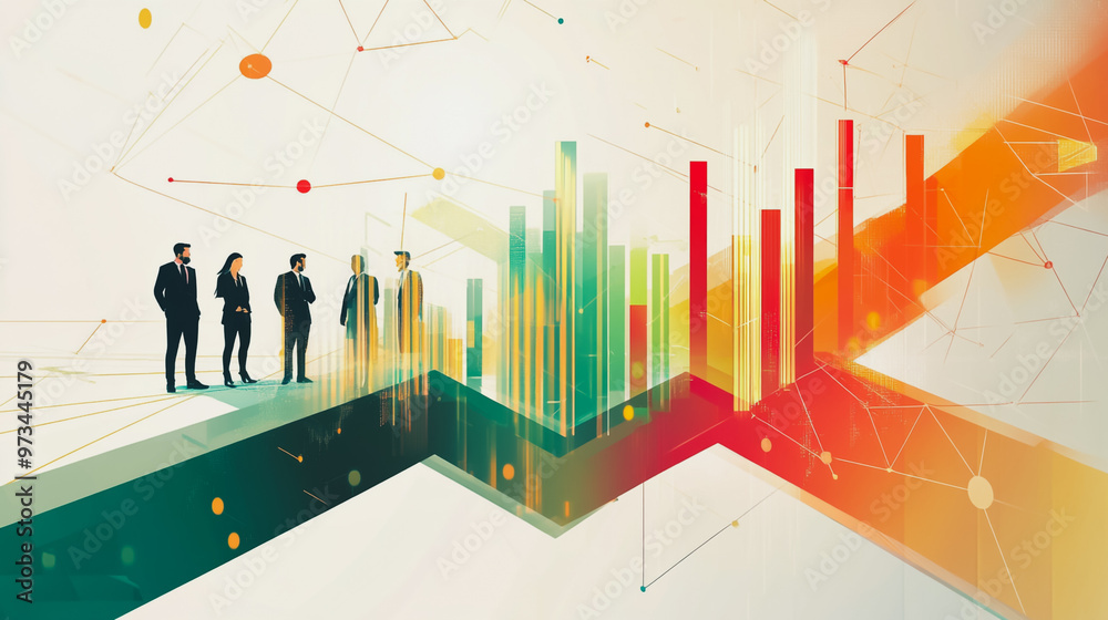 Abstract business team work stands on the peak of success amid tall, innovative Smart city and graphs with statistics to analyze business potential and predict future developments in company growth. Abstract business team work stands on the peak of success amid tall, innovative Smart city and graphs with statistics to analyze business potential and predict future developments in company growth.