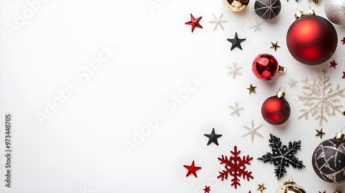 Festive Christmas Ornament Border White Background
