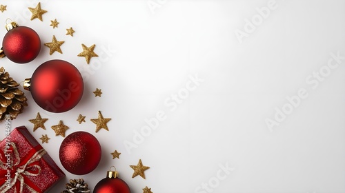 Red & Gold Christmas Ornament & Gift Flat Lay