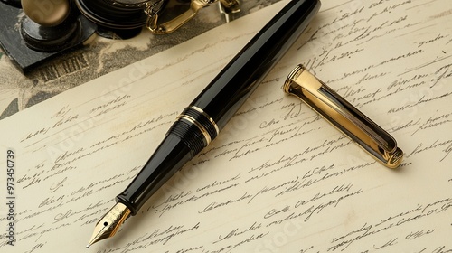 Elegant Fountain Pen on Vintage Letter