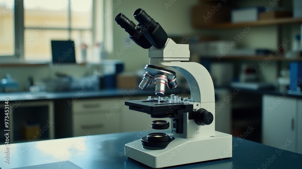 Fototapeta premium Scientific Microscope in Laboratory Setting