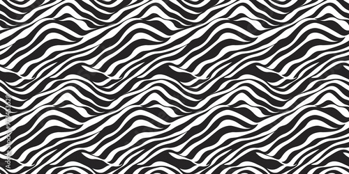 black and white wavy pattern, abstract background with bold lines