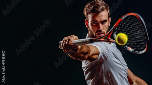 Dynamic Tennis Player Hitting a Ball