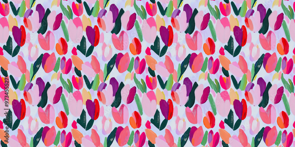 an abstract painting pattern of tulips on a white background an abstract painting pattern of tulips on a white background