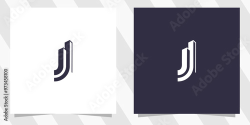 letter j with building logo design vector
