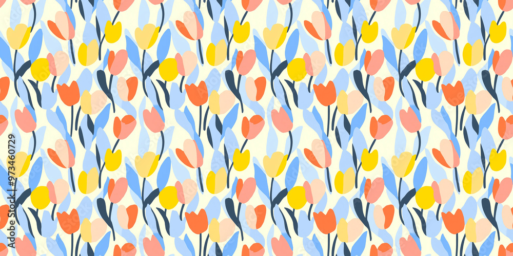 a simple risograph print pattern of an abstract illustration depicting tulips a simple risograph print pattern of an abstract illustration depicting tulips