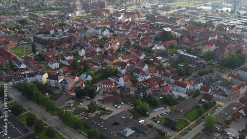 An aerial panorama around the old town of the city Aabenraa on a sunny summer day in Denmark photo