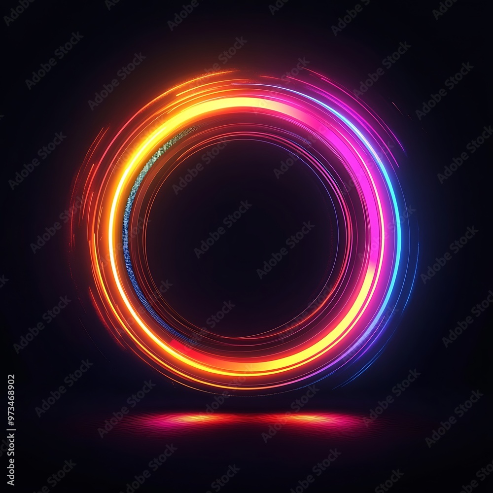 Abstract Neon Circle Light Glow Frame Background Abstract Neon Circle Light Glow Frame Background