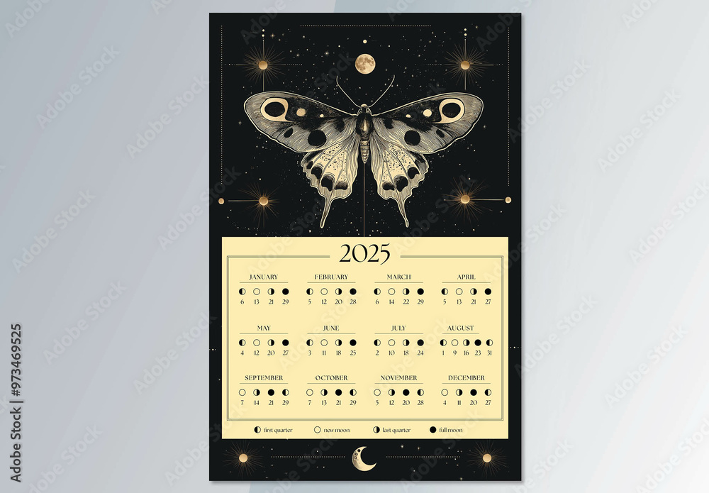 2025 Lunar Calendar Poster with AI Generated images Stock Template ...