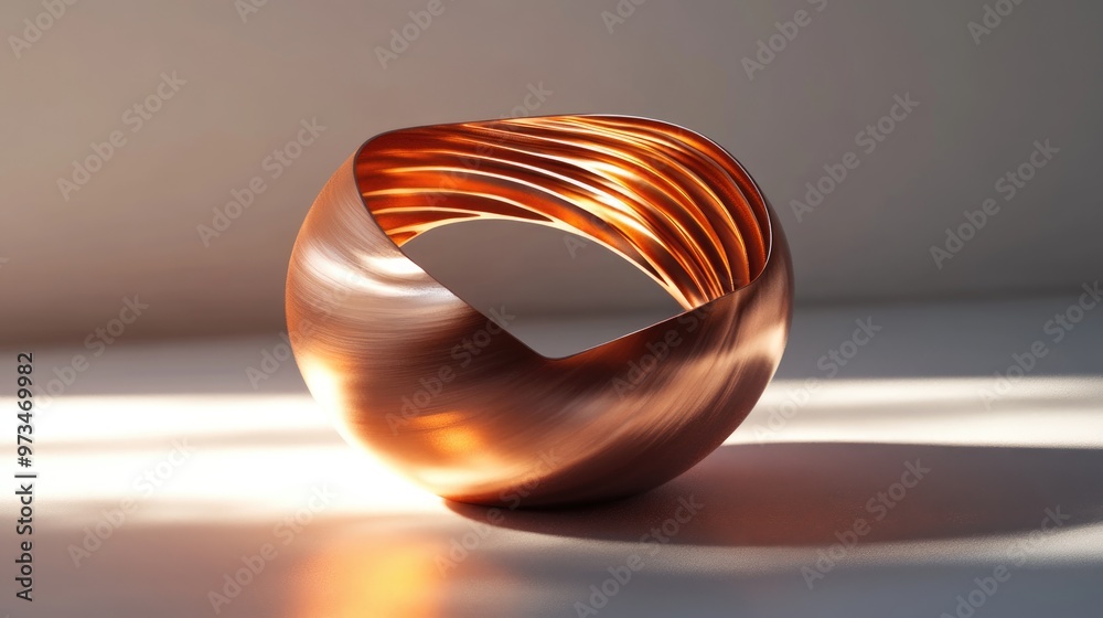 3D rendering of a copper object featuring realistic shadow effects 3D rendering of a copper object featuring realistic shadow effects