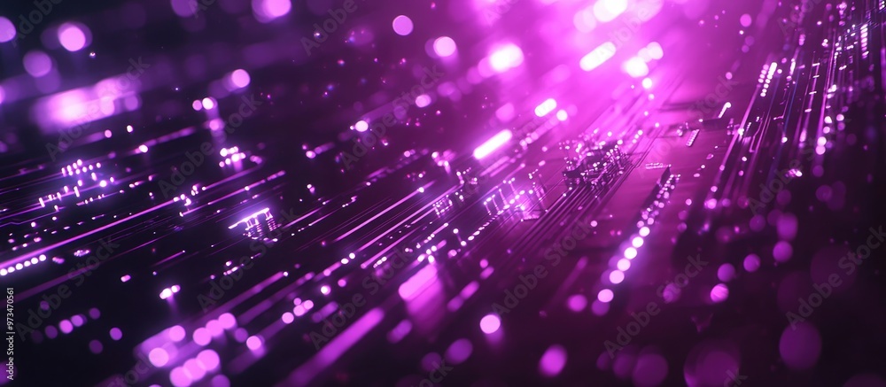 Abstract digital background featuring a purple cyber security theme showcasing a futuristic circuit board design with high speed internet motion and blur effects Abstract digital background featuring a purple cyber security theme showcasing a futuristic circuit board design with high speed internet motion and blur effects