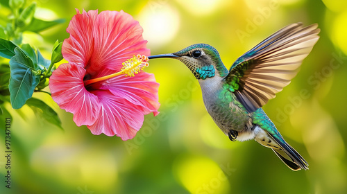 Macro Shot of a Vibrant Hummingbird with Intricate Feather Detail