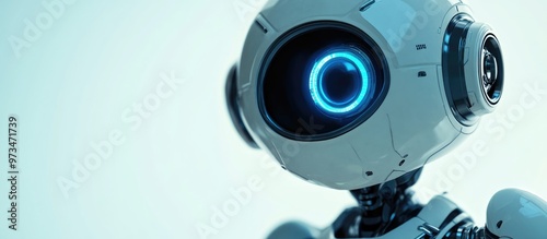 Unique robotic figure featuring a single blue eye created with 3ds max render Adorable character design