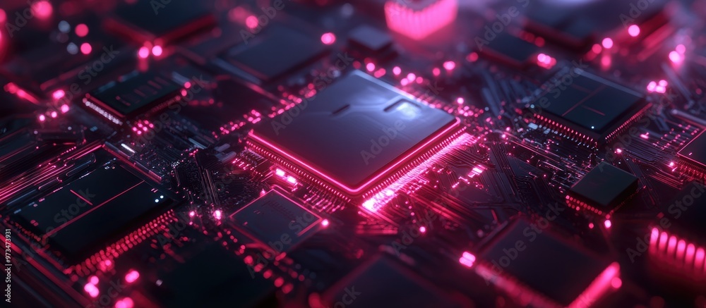 3D rendering of microchips featuring shield protection 3D rendering of microchips featuring shield protection