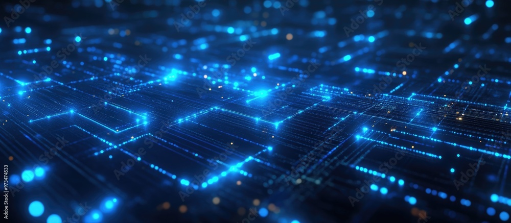 Obraz premium Abstract blue background featuring glowing lines related to data technology