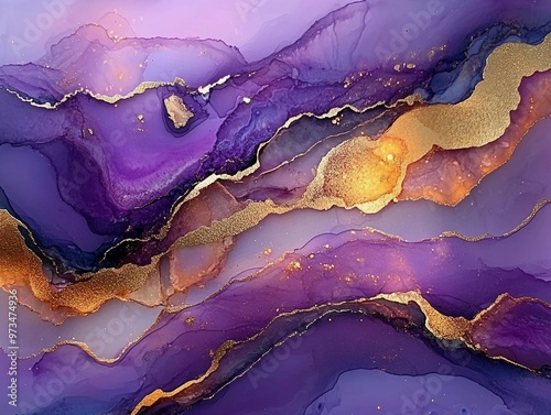 Colorful and golden fluid marble background 