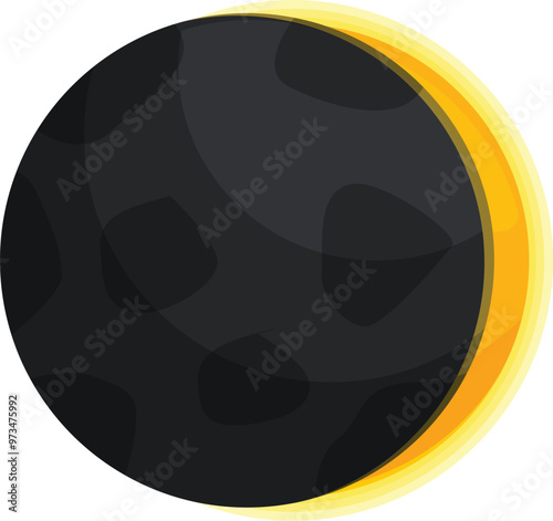 Solar eclipse showing partial sun behind moon in space