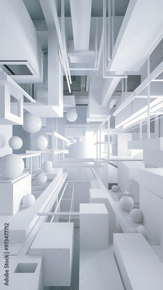 Obraz premium 3d Illustration of White Abstract Interior Background