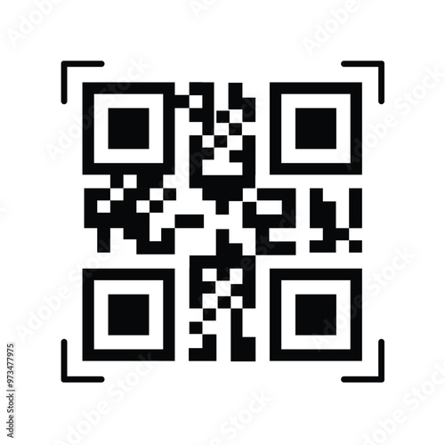 Scan QR code icon. Digital scanning QR code. QR code scan for smartphone. QR code for payment. Scan QR code symbol