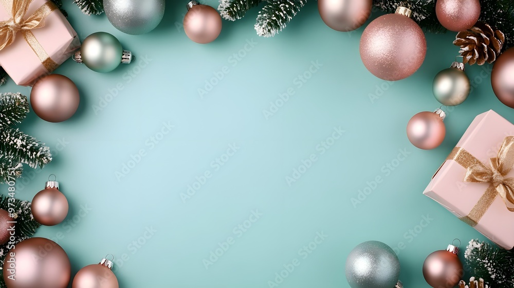 Christmas Ornament Frame, Pastel Pink and Silver Baubles Christmas Ornament Frame, Pastel Pink and Silver Baubles
