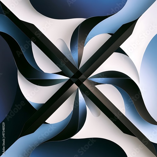 Wallpaper Mural Top view of black, blue and white abstract geometric background Torontodigital.ca