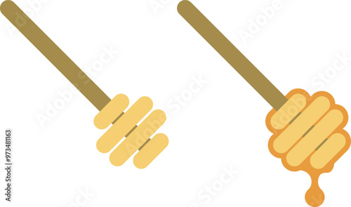 Honey Dipper stick with honey isolated.