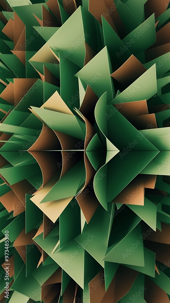 Fototapeta premium Green and brown geometric 3d background