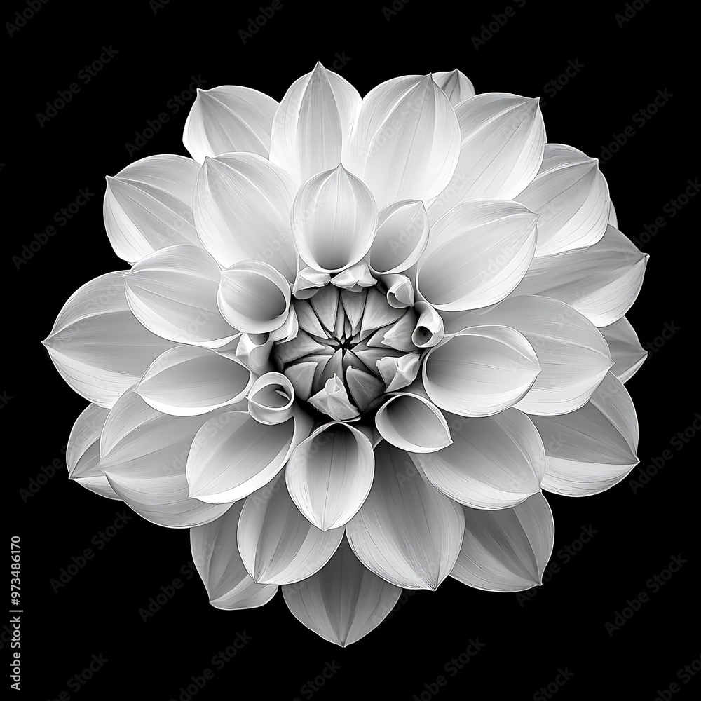 Fototapeta premium Black and White Closeup of a Single Dahlia Flower