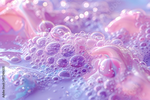 Close-up of colorful bubbles in a geothermal pool surrounded by serene tranquility