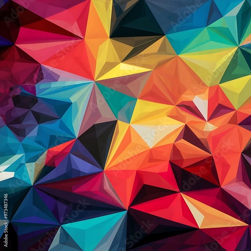Low poly - Colorful abstract geometric background with triangular polygons.
