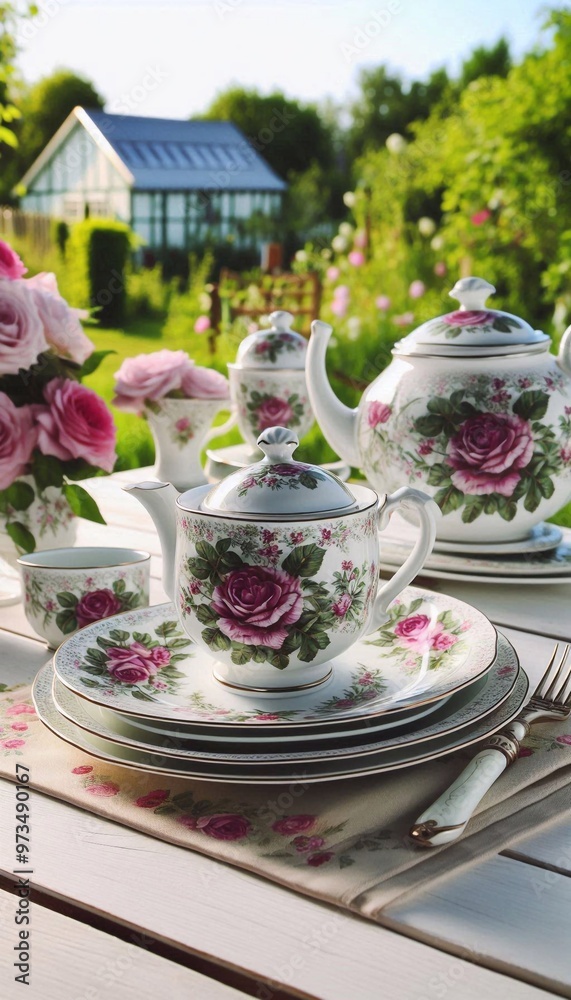 Wunderschönes Tafelservice mit Rosenmuster Wunderschönes Tafelservice mit Rosenmuster