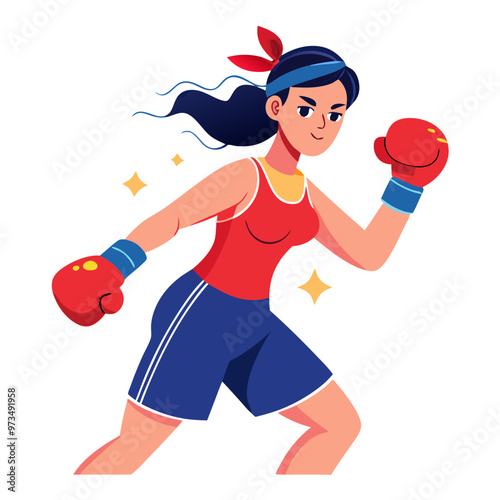 Woman boxer with boxing gloves