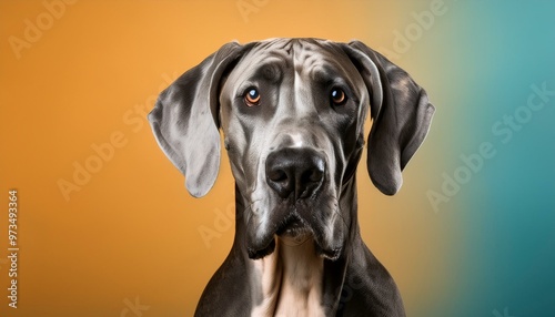 Great Dane dog on colored background