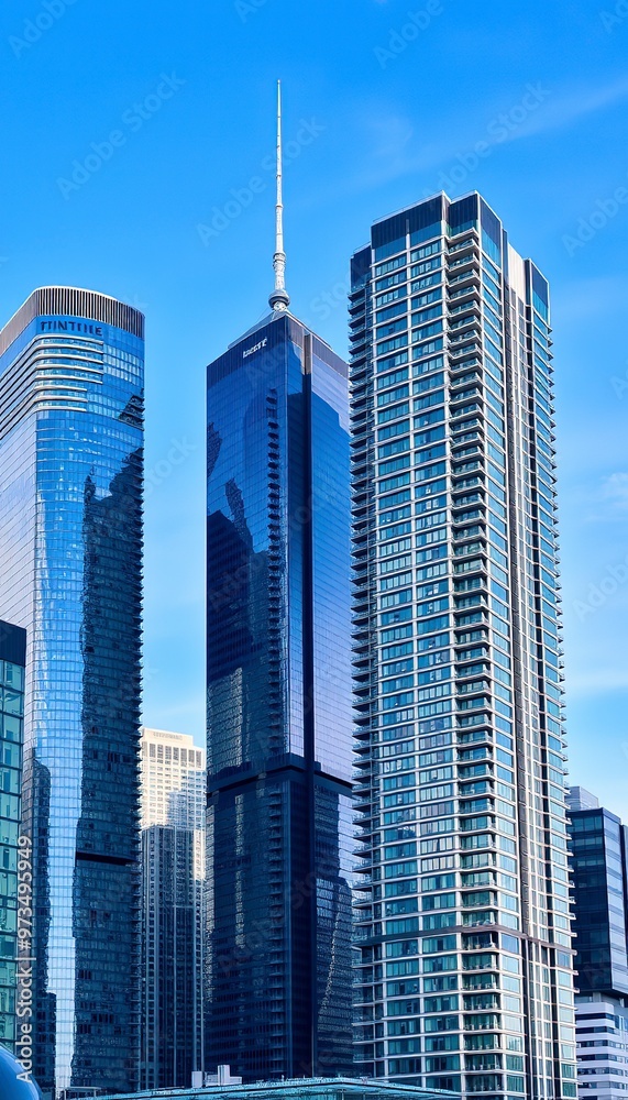 Obraz premium close up building Business skyscrapers in the Financial District, Toronto Downtown. ultra HD 4K 