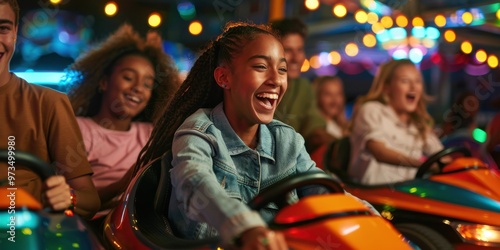 Wallpaper Mural Close-up of a group of teenagers enjoying a bumper car ride Torontodigital.ca